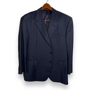 Navy Oxxford Clothes Bespoke 3 Roll 2 Suit Jacket Size 46R